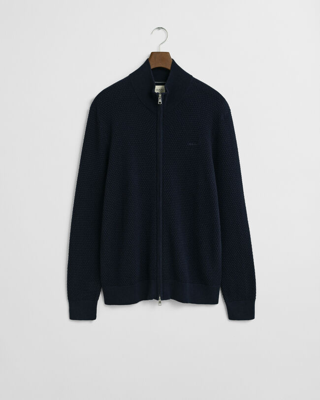 Kofta i bomull och merino med textur