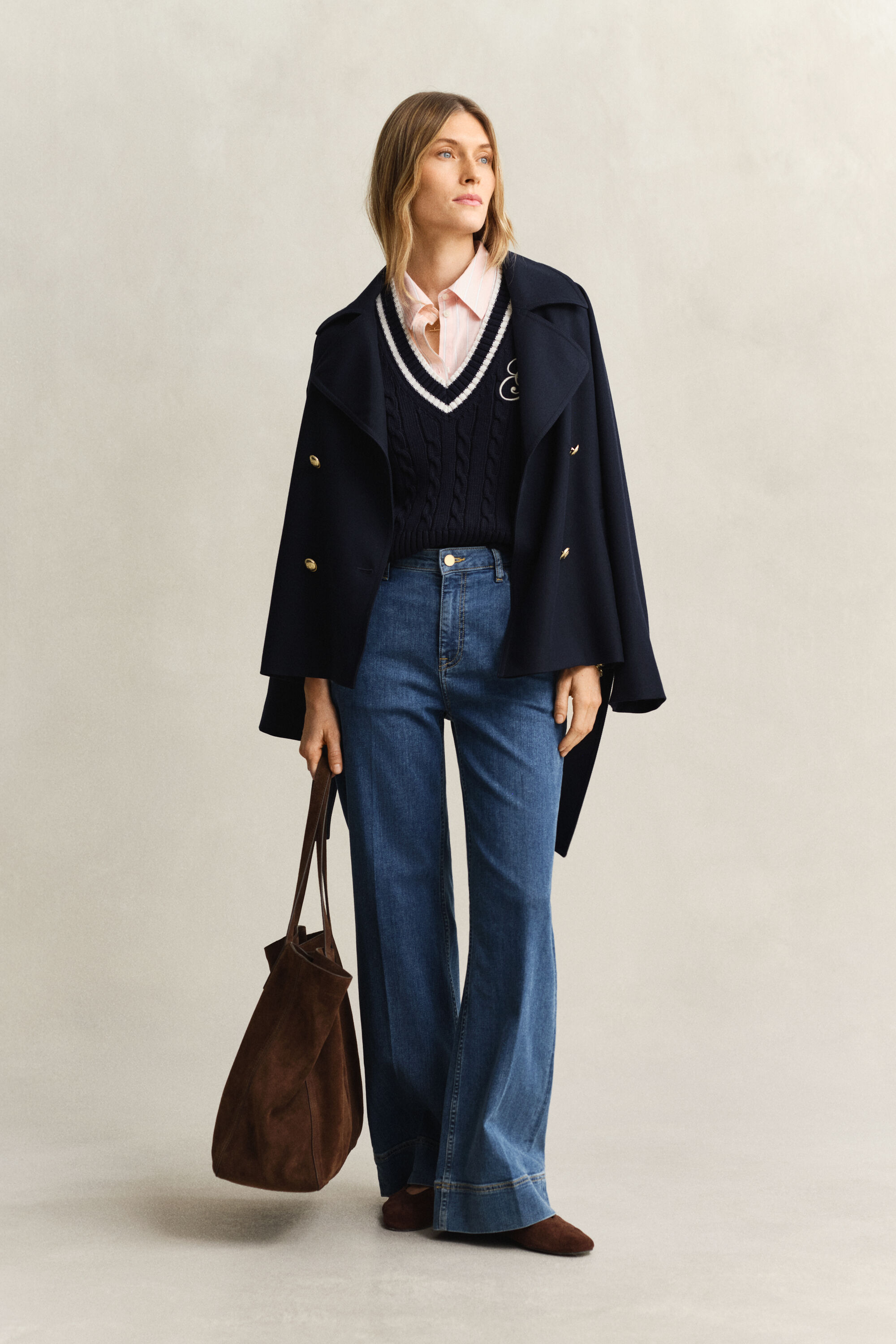 Kabelstickad bomullsväst