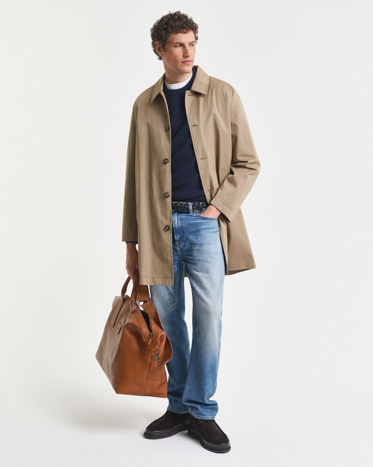 Rundhalsad tröja med mikrostruktur