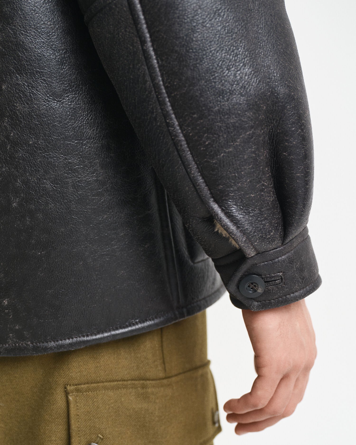 Shearlingjacka i läder