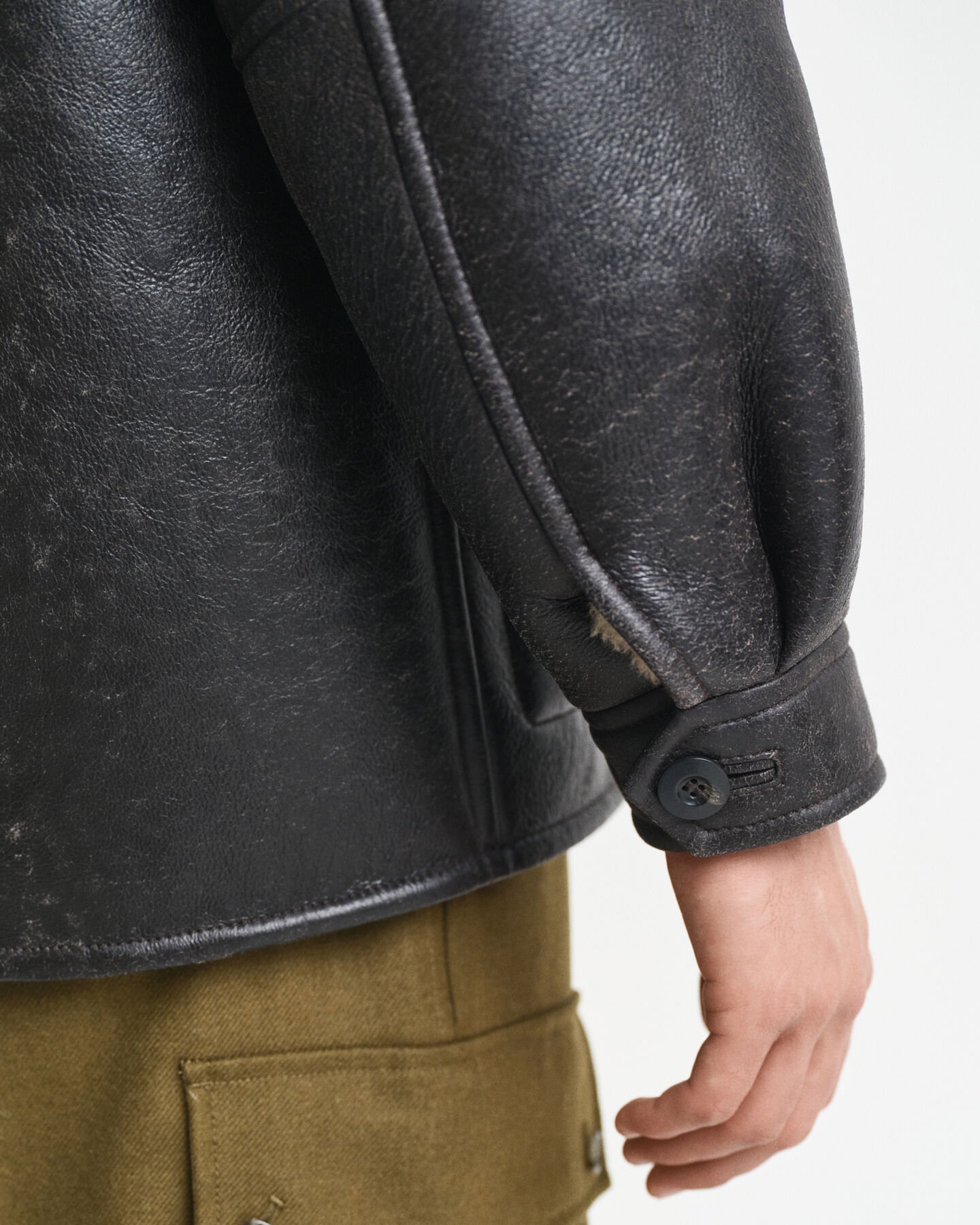 Shearlingjacka i läder