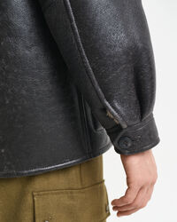 Shearlingjacka i läder