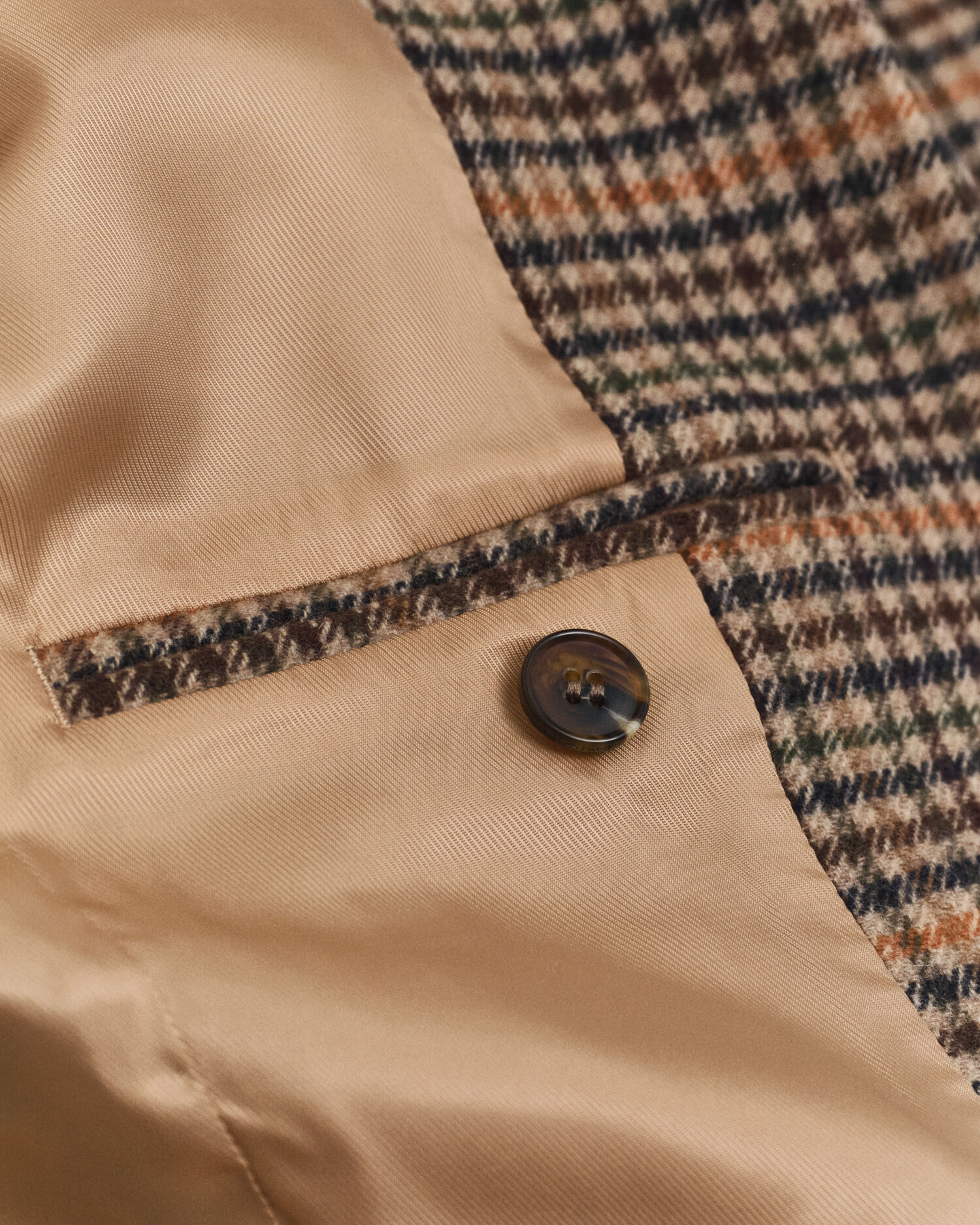 Regular fit kavaj i ull med hundtandsmönster