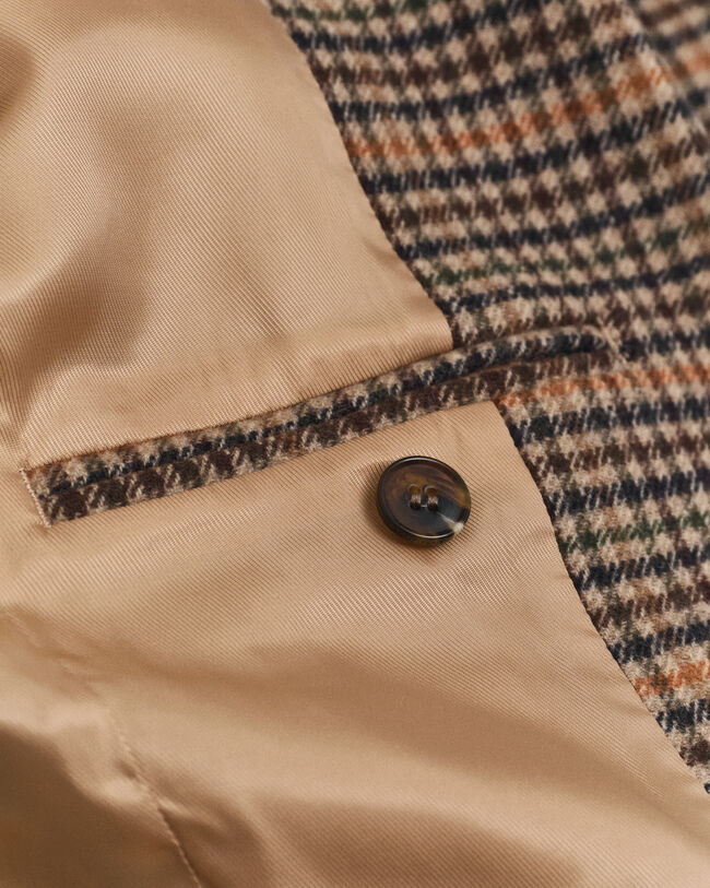 Regular fit kavaj i ull med hundtandsmönster