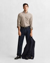 Regular fit bomulls- och linneskjorta