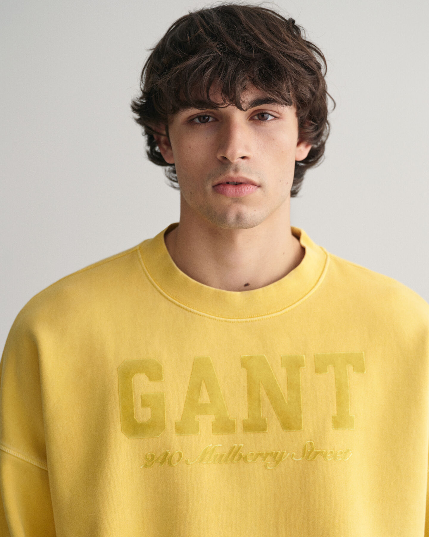 Rundhalsad sweatshirt i vintagetv&auml;tt