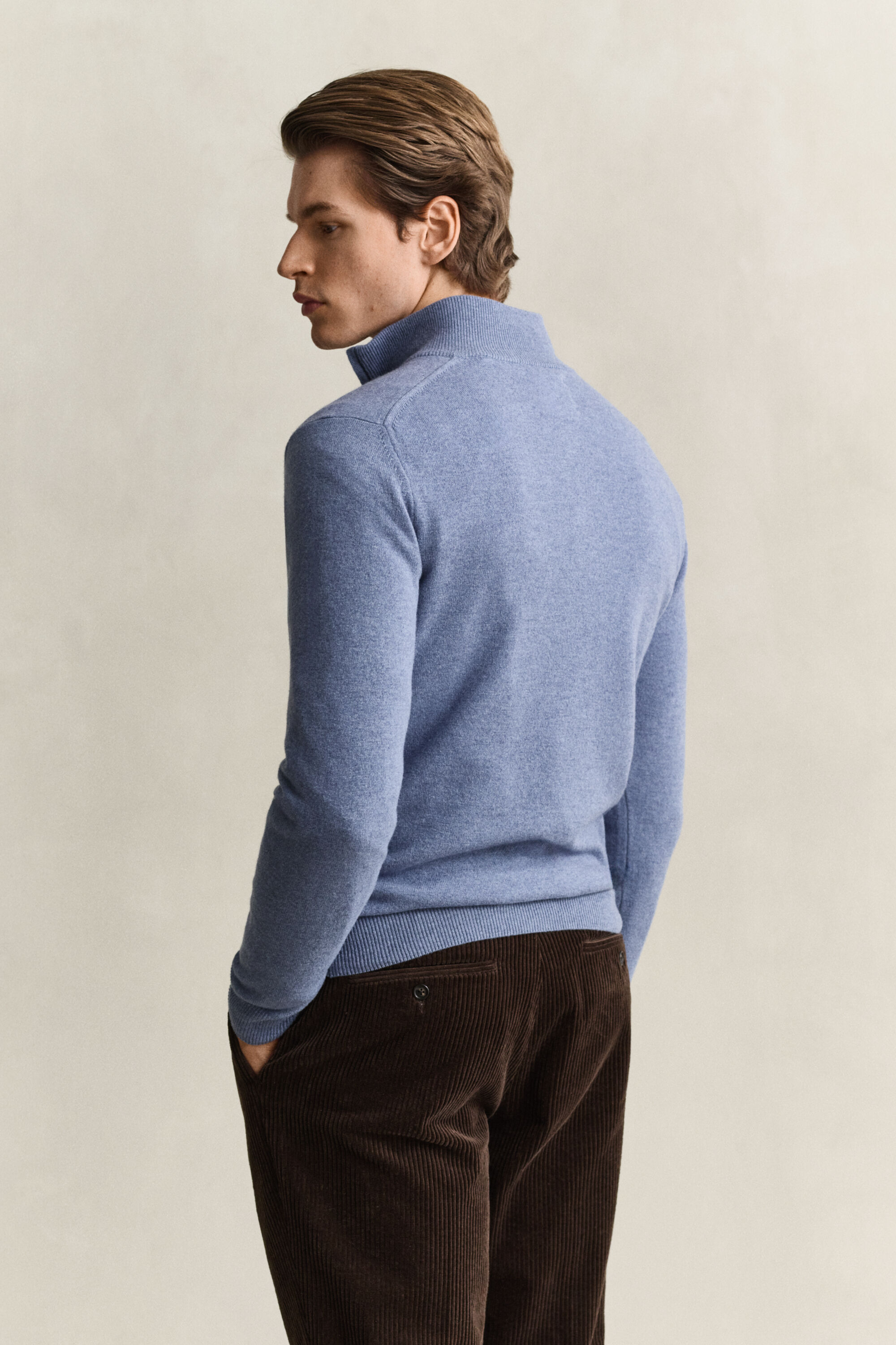 Tröja i lammull med half-zip
