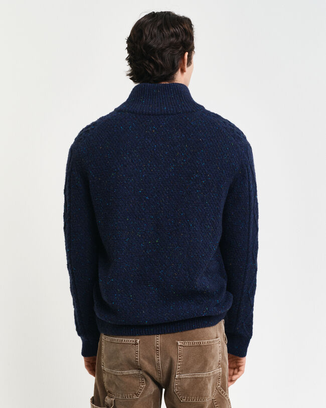 Kabelstickad cardigan med dragkedja