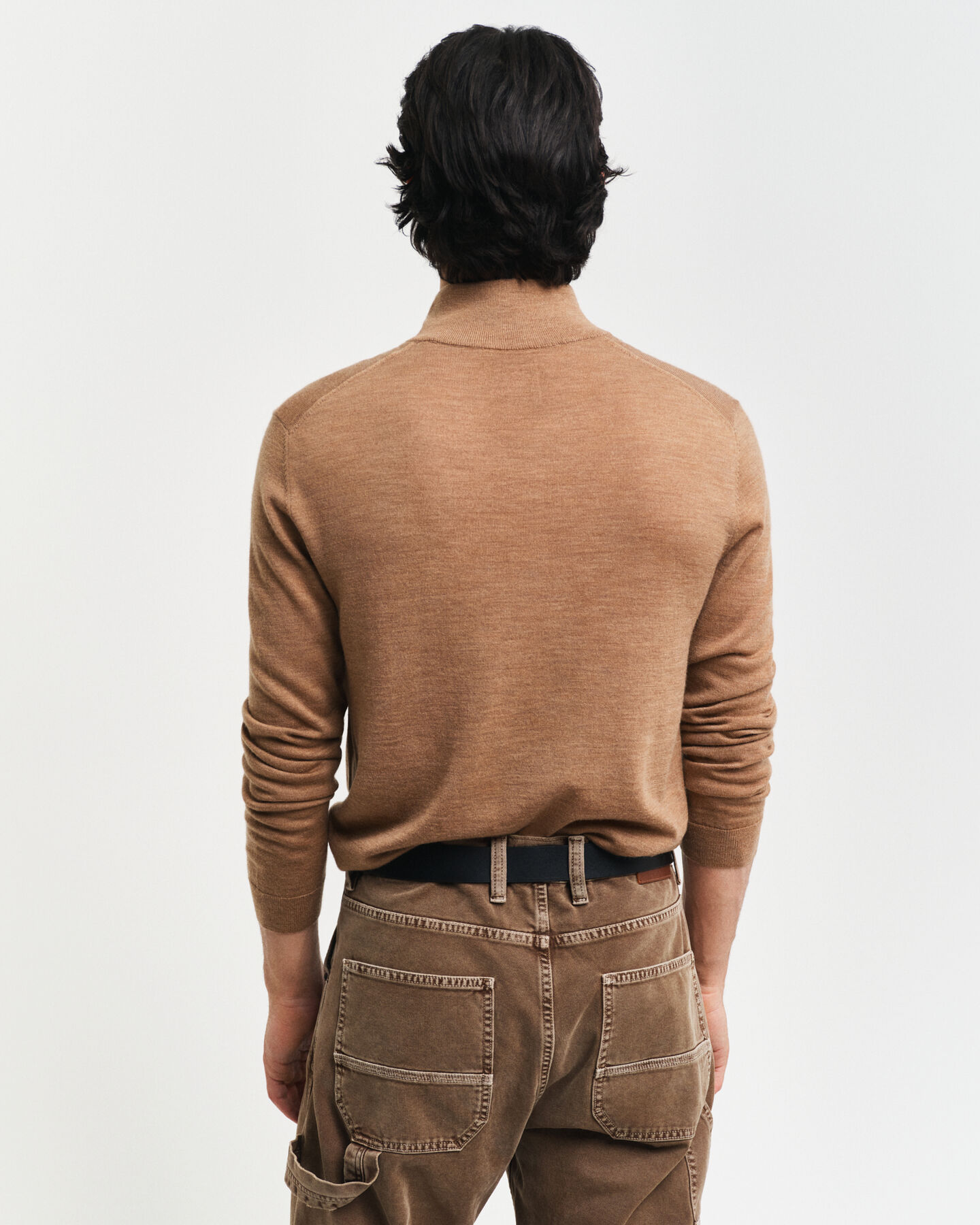 Tröja med halv dragkedja i extra fin merinoull