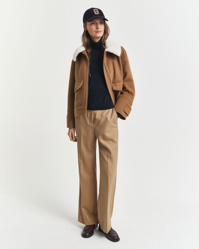 Tröja med polokrage i extra fin merinoull