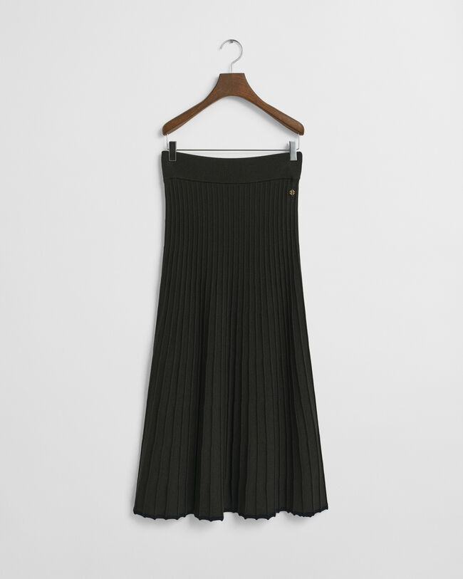 Ribbstickad kontrastfärgad kjol