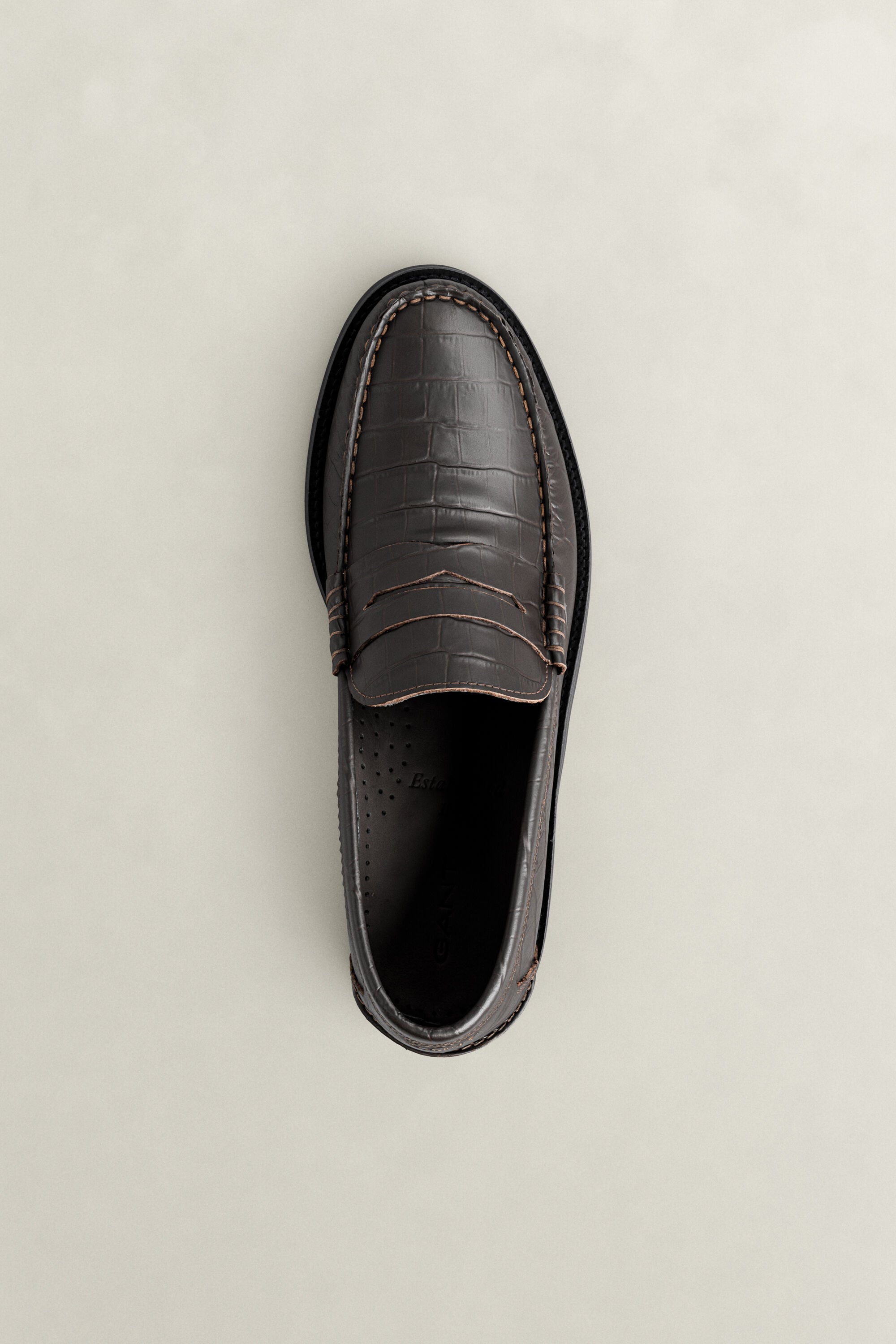 Lenkoxx läderloafers med krokodilmönster