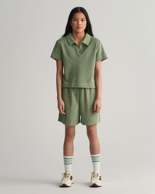 Teen Girls Terry Cloth shorts med h&ouml;g midja