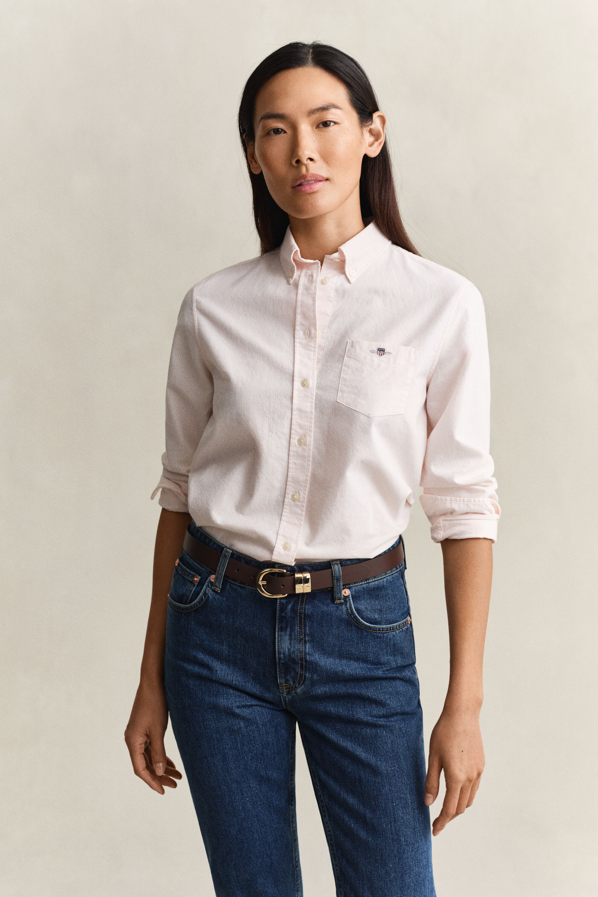 Regular fit klassisk rutig oxfordskjorta