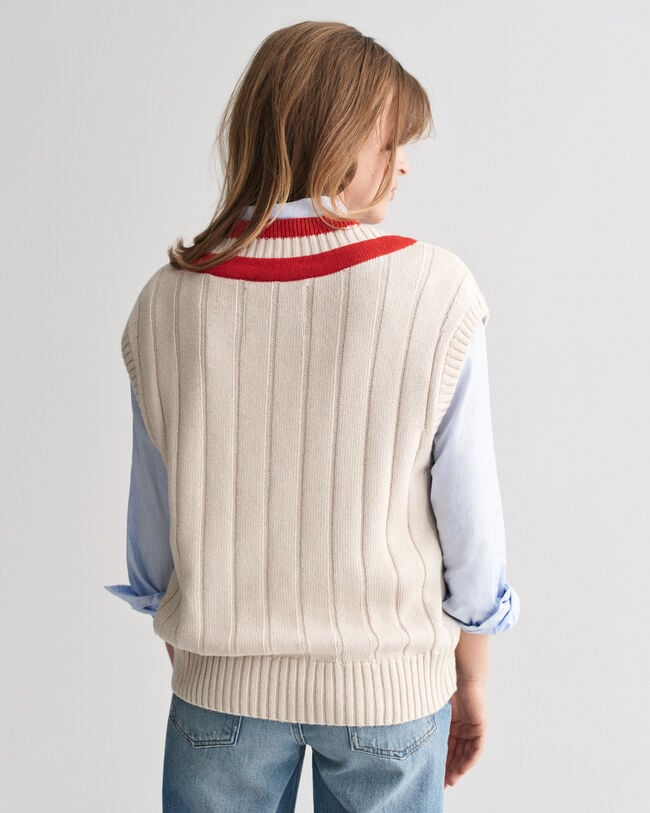 V-ringad kontrastf&auml;rgad slipover