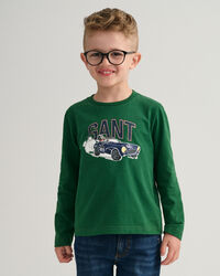 Boys Driving Dog l&aring;ng&auml;rmad t-shirt