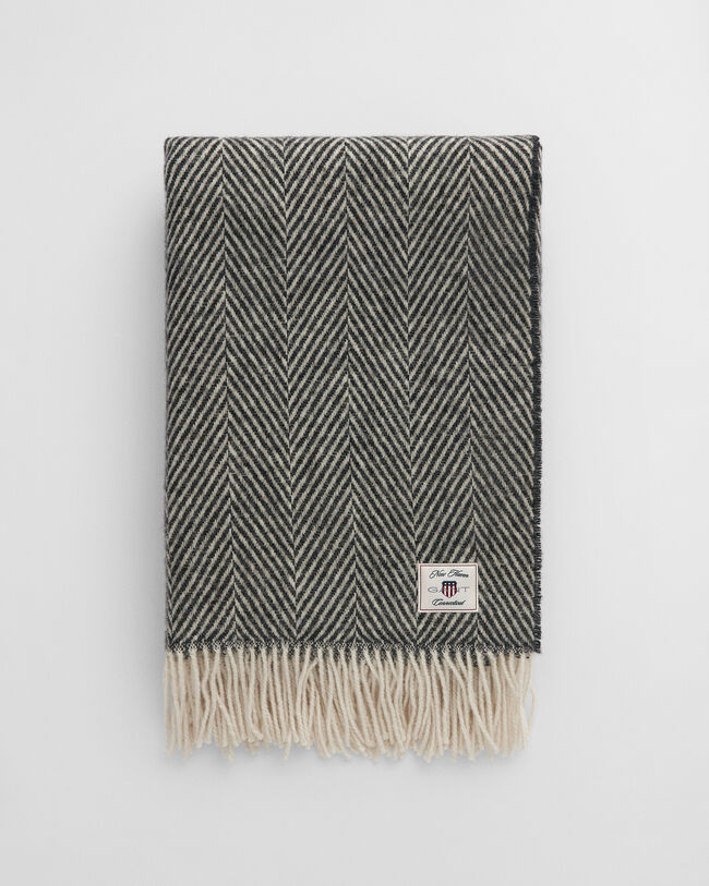 Fiskbensmönstrad yllepläd