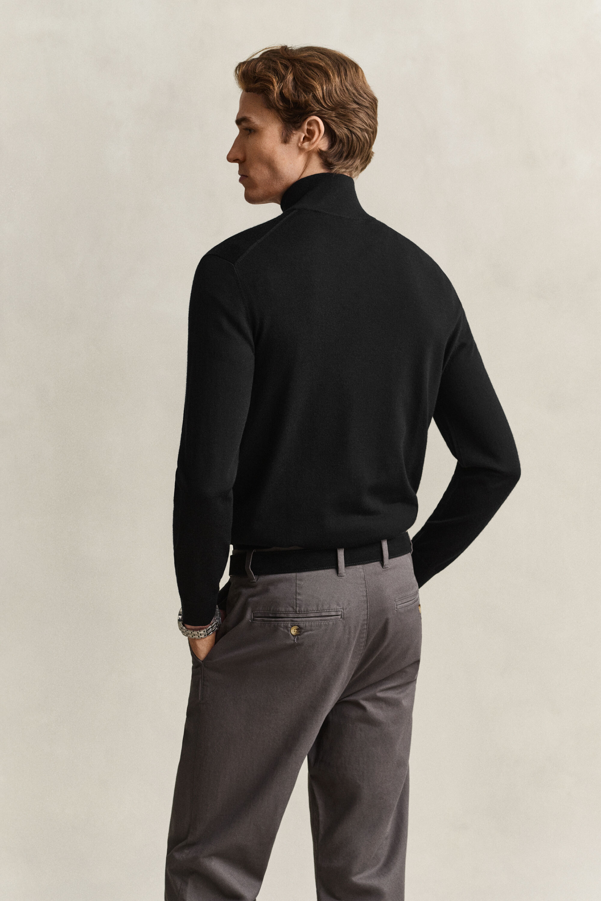 Tröja med half-zip i merinoull