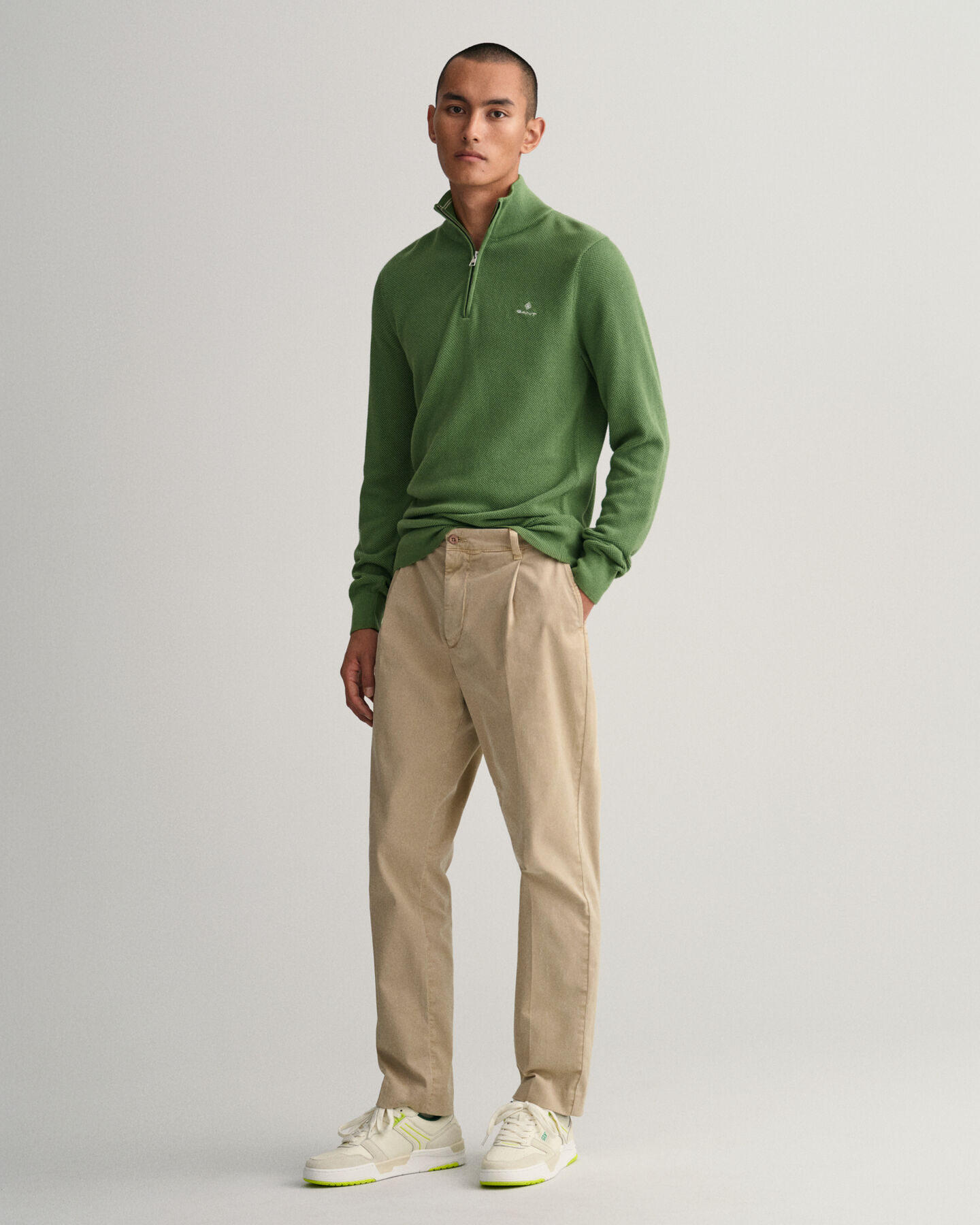 Half-zip tr&ouml;ja i bomullspik&eacute;