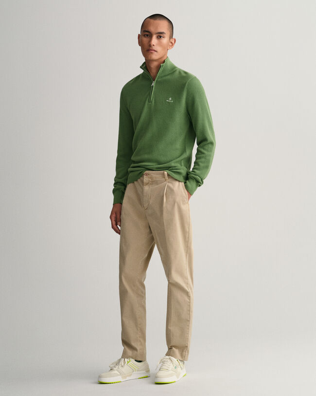 Half-zip tr&ouml;ja i bomullspik&eacute;