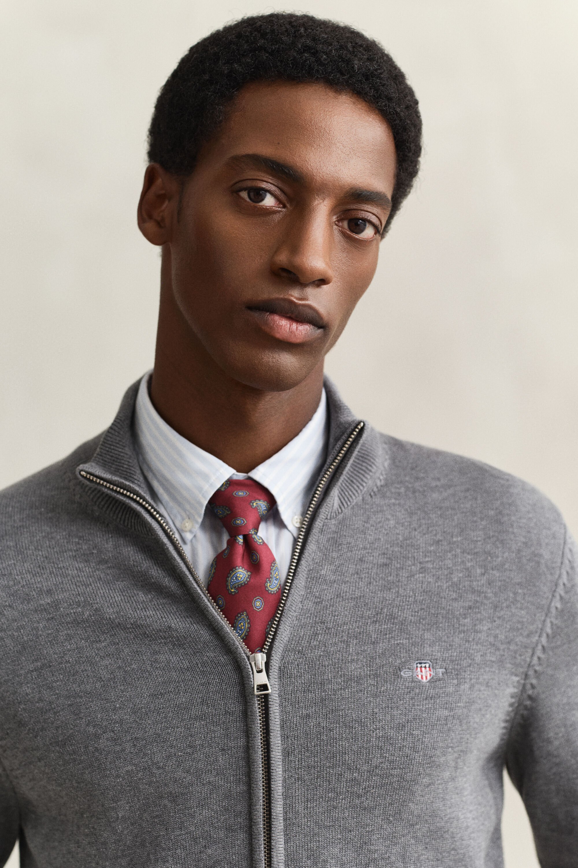 Casual Cotton kofta med dragkedja