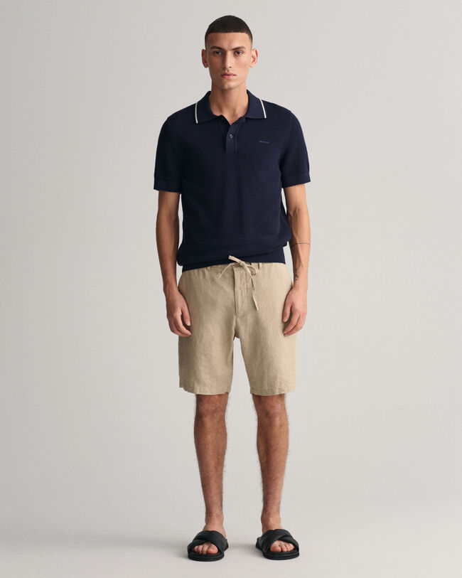 Relaxed fit linneshorts med dragsko