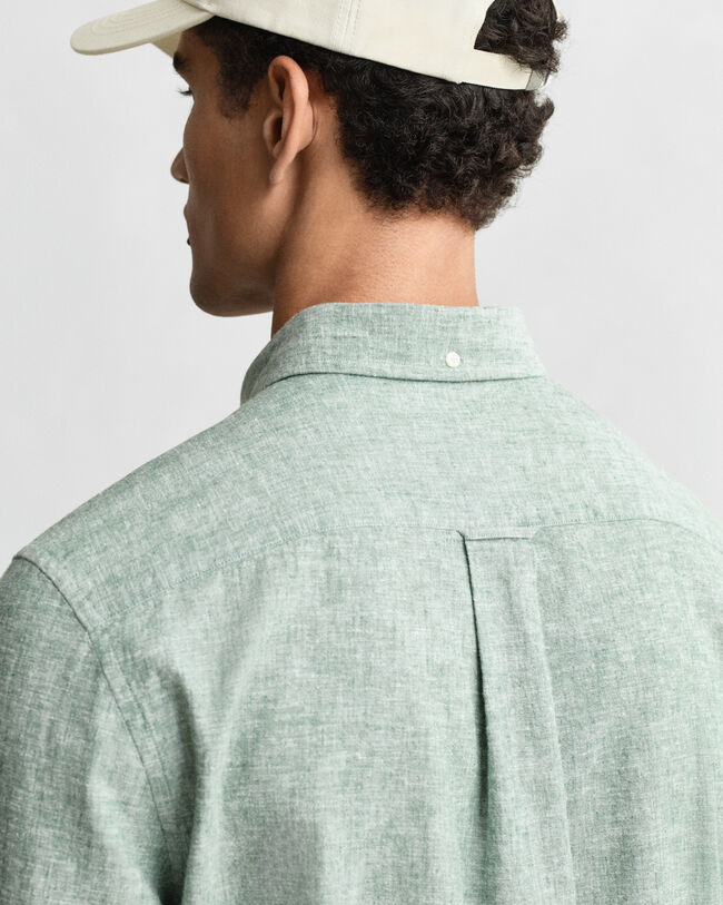 Regular fit bomulls- och linneskjorta