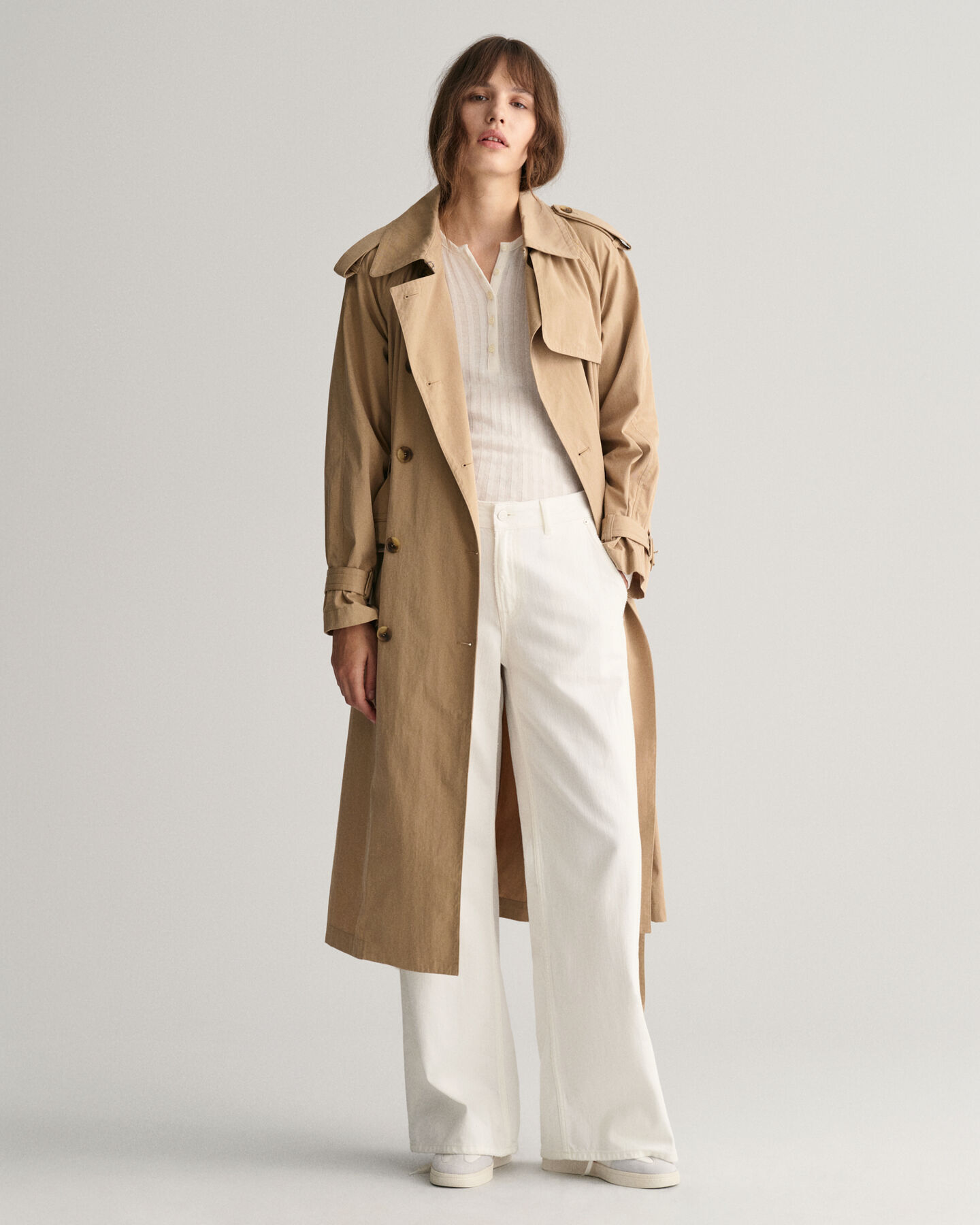 Ribbstickad långärmad farfarströja