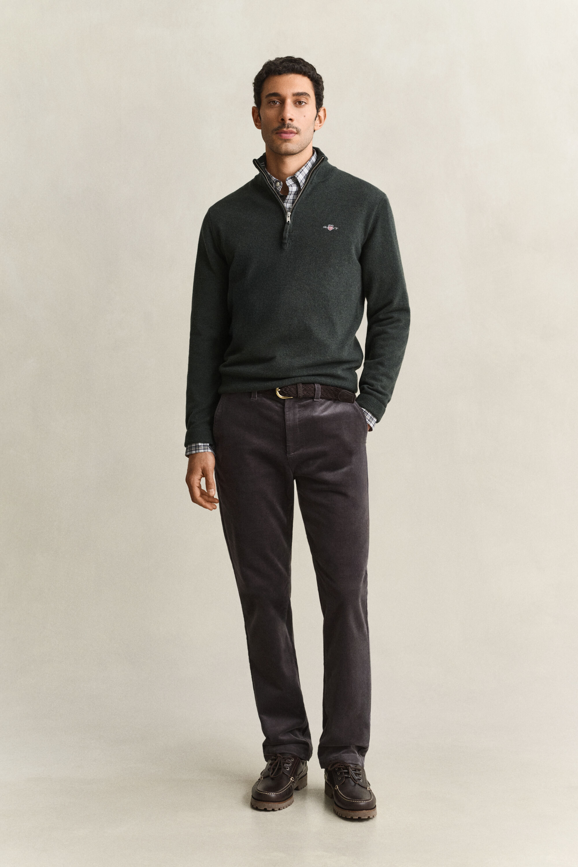 Tröja i lammull med half-zip
