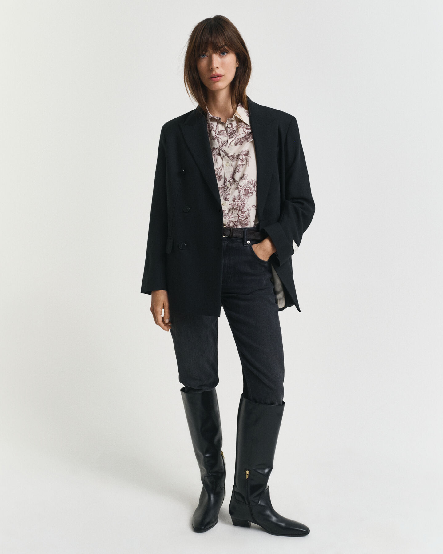 Regular fit trädmönstrad skjorta i bomullsvoile