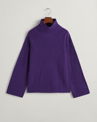 Ribbstickad ylletröja med ståkrage