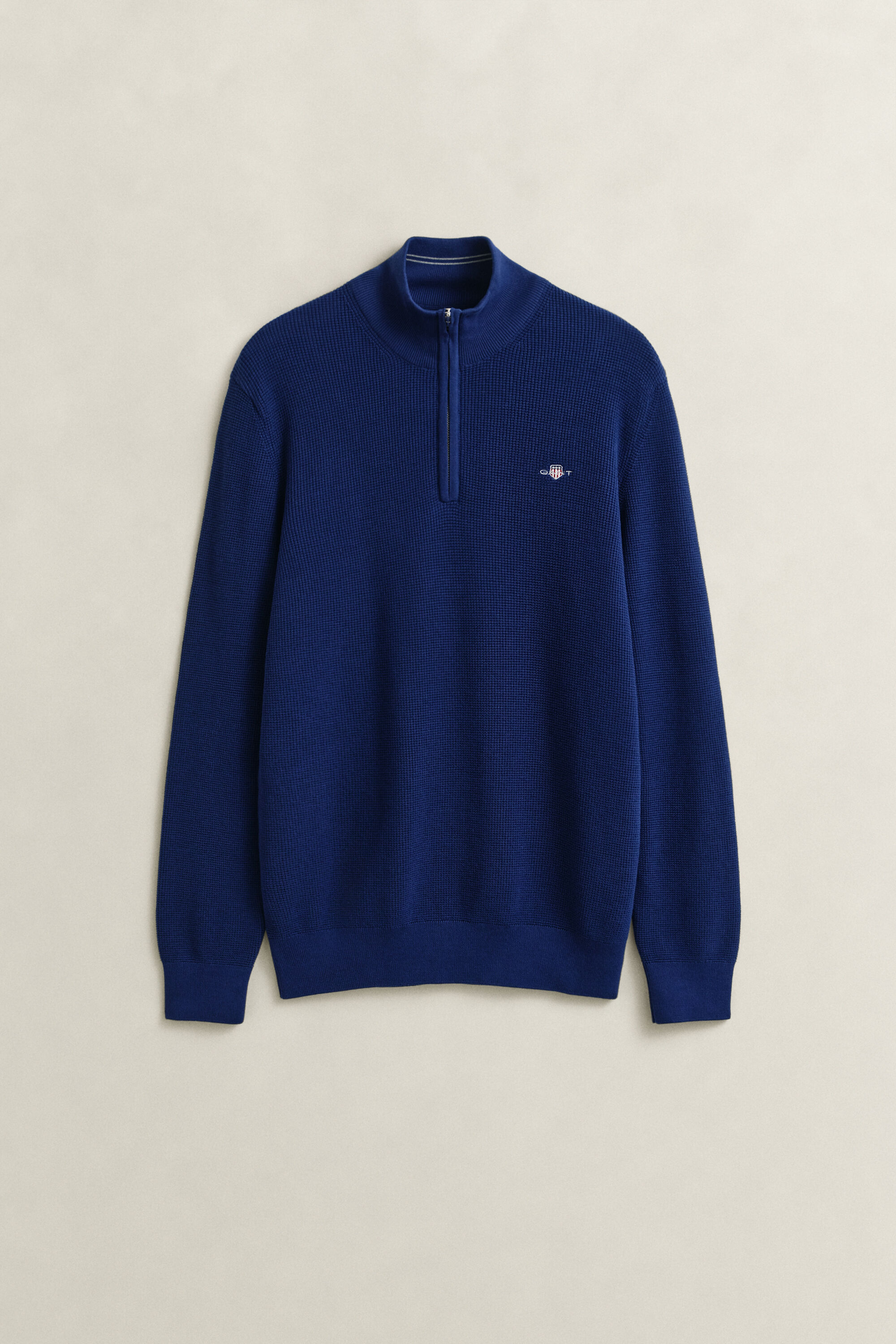 Bomullströja med struktur och half-zip