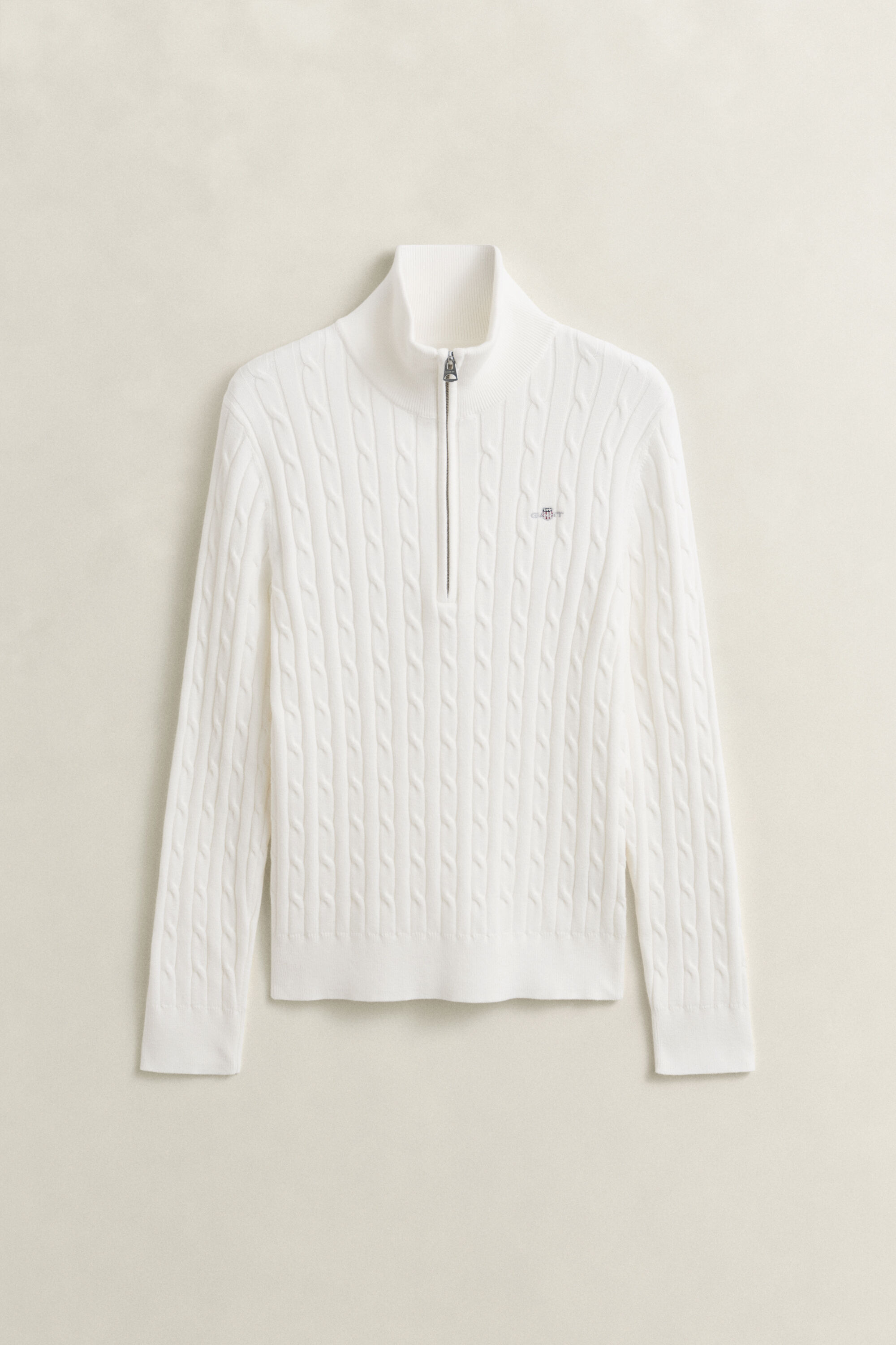 Kabelstickad tröja med half-zip