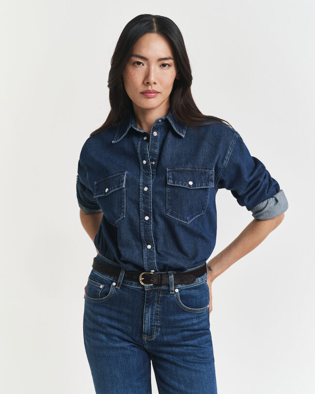 Relaxed fit denimskjorta med ficka