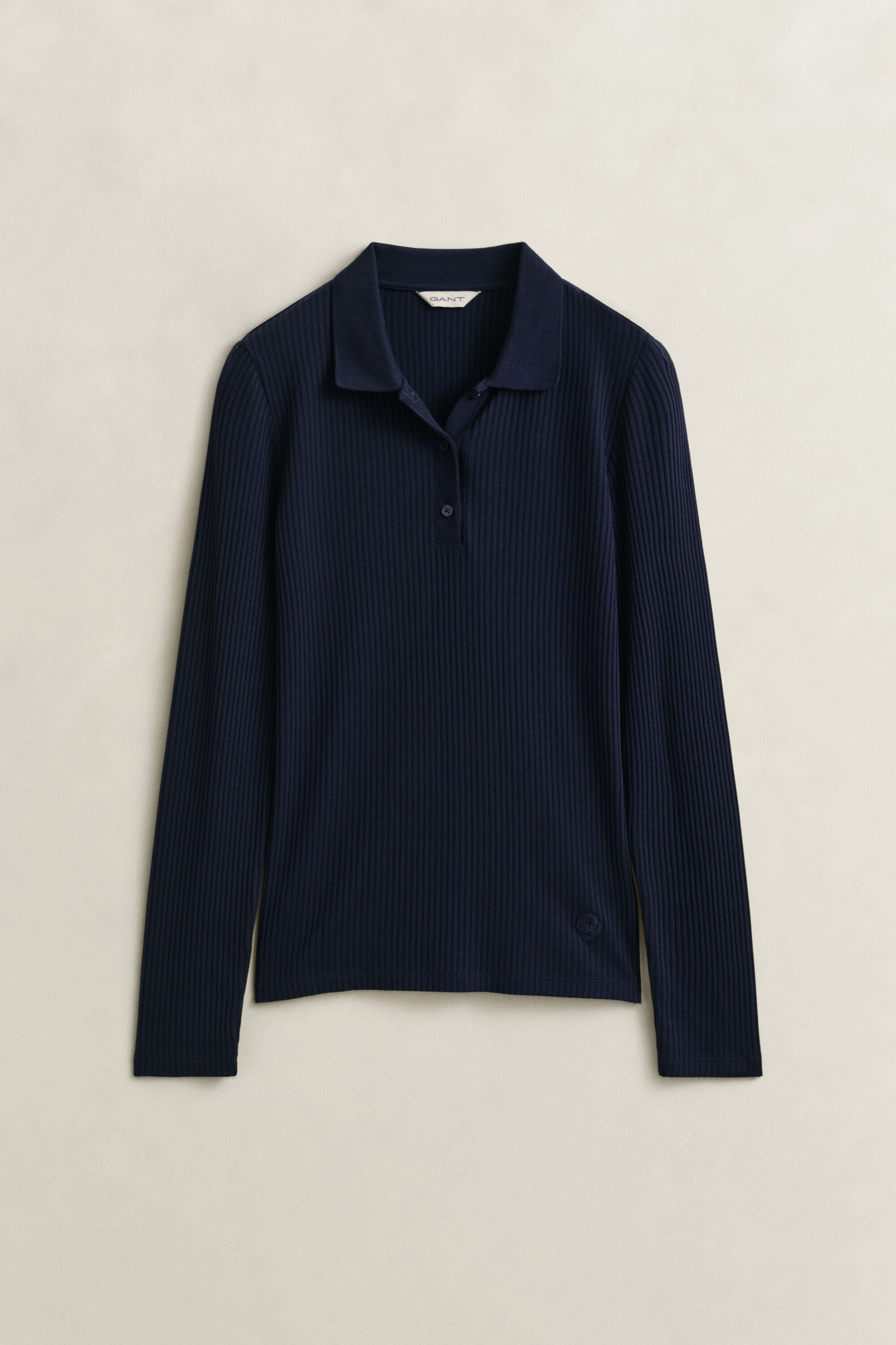 Slim fit ribbstickad pikétröja