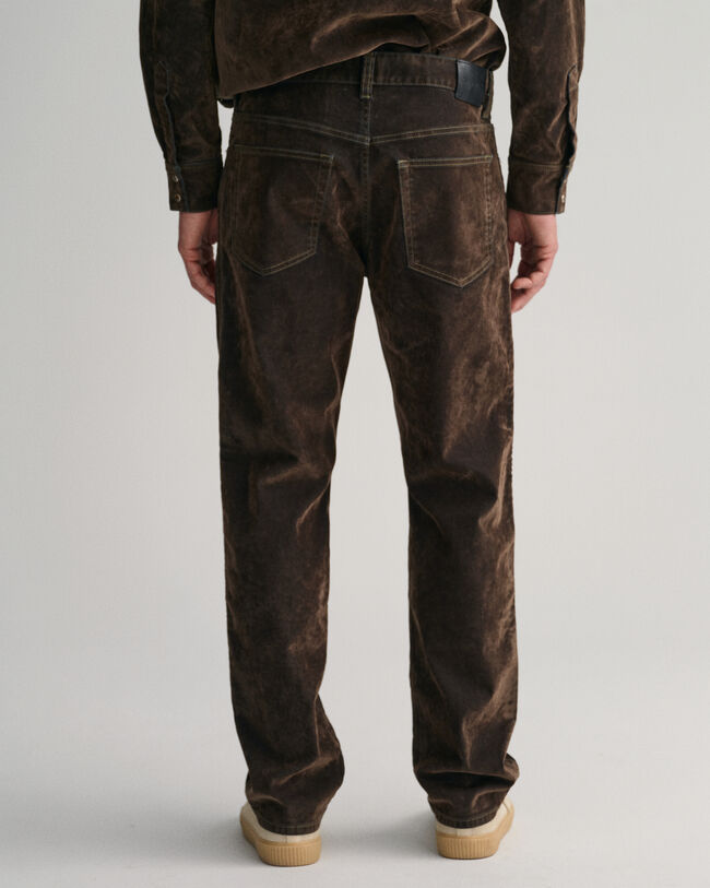 Relaxed fit jeans i flockad velour