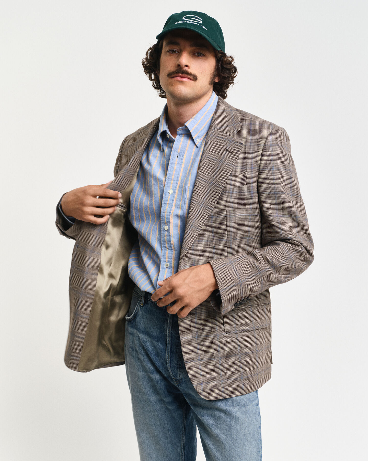 Regular fit kavaj med klassiskt rutmönster