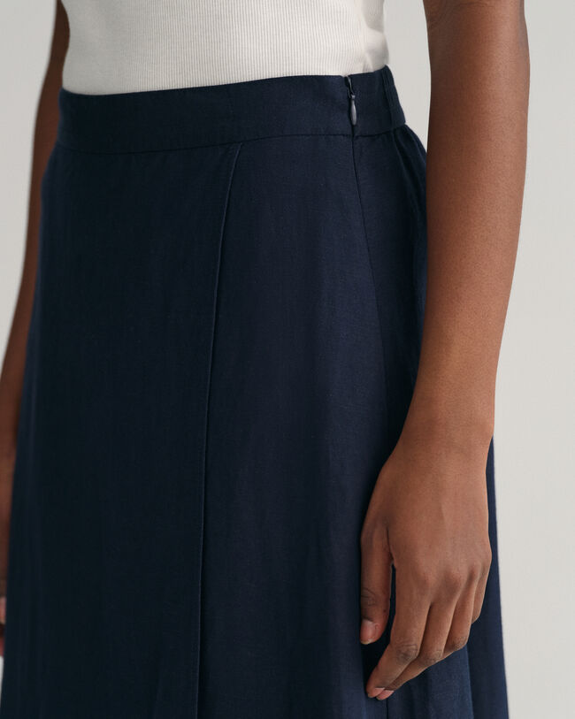 Midikjol i linne och viskos