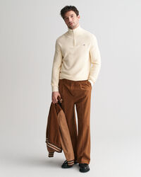 Bomullströja med mikrostruktur och halv dragkedja