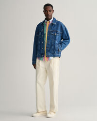 Regular fit randig oxfordskjorta