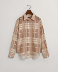 Regular fit rutig skjorta i silke och bomull