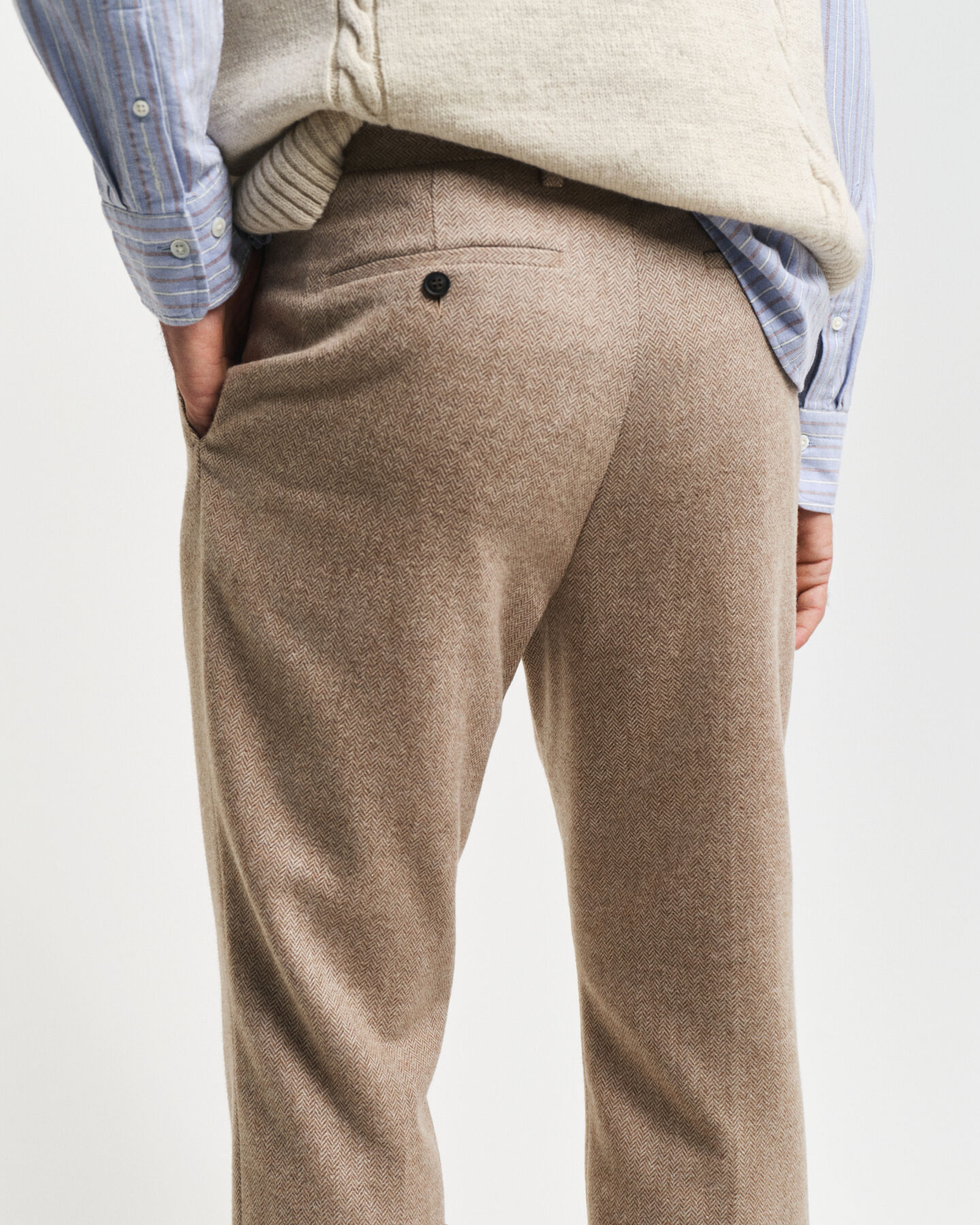 Slim fit kostymbyxor med fiskbensm&ouml;nster