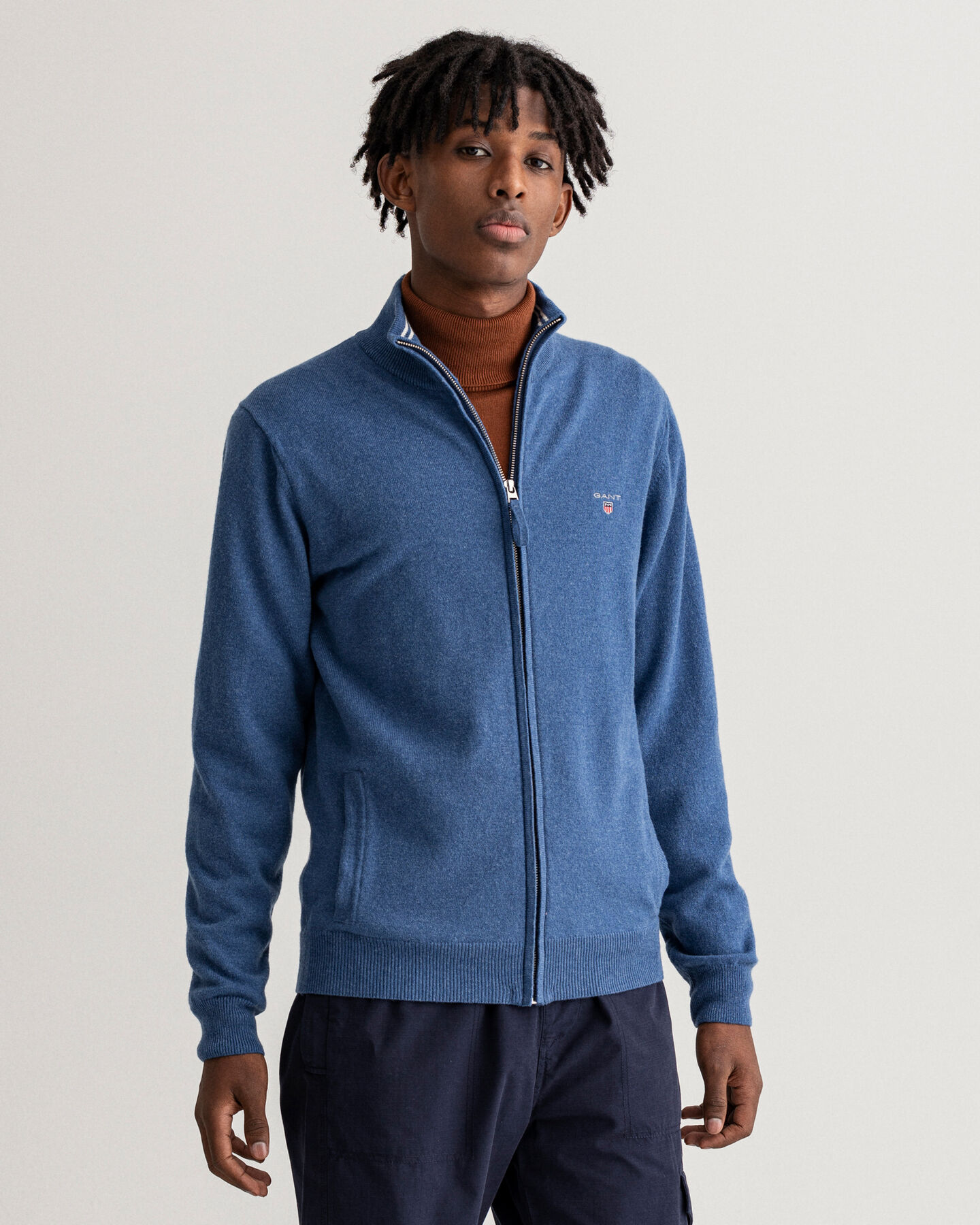 Cardigan i superfin lammull med dragkedja