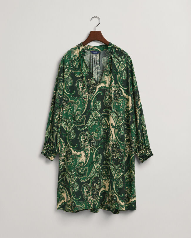 Paisleym&ouml;nstrad kl&auml;nning med st&aring;krage