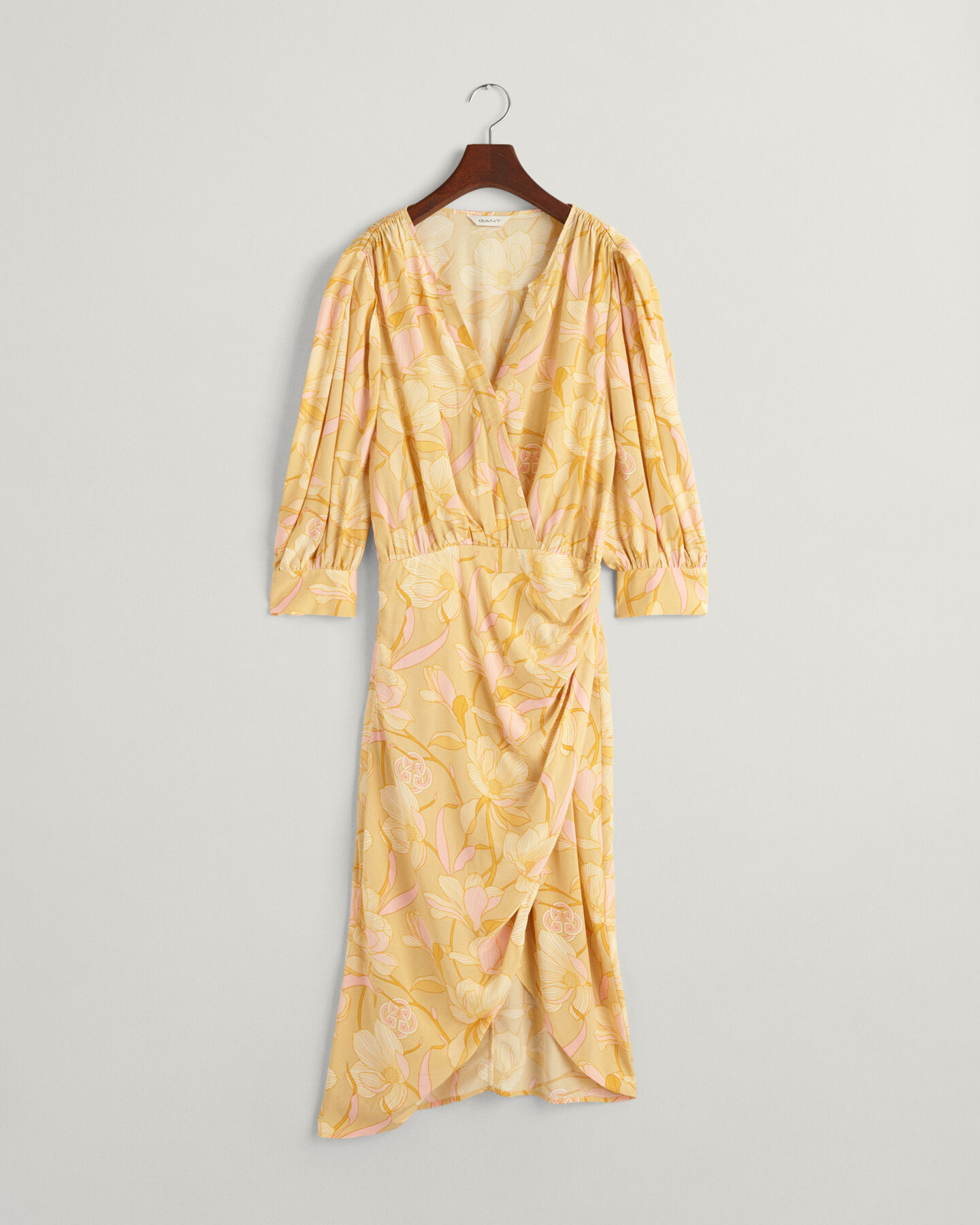 Regular fit omlottklänning med magnoliamönster