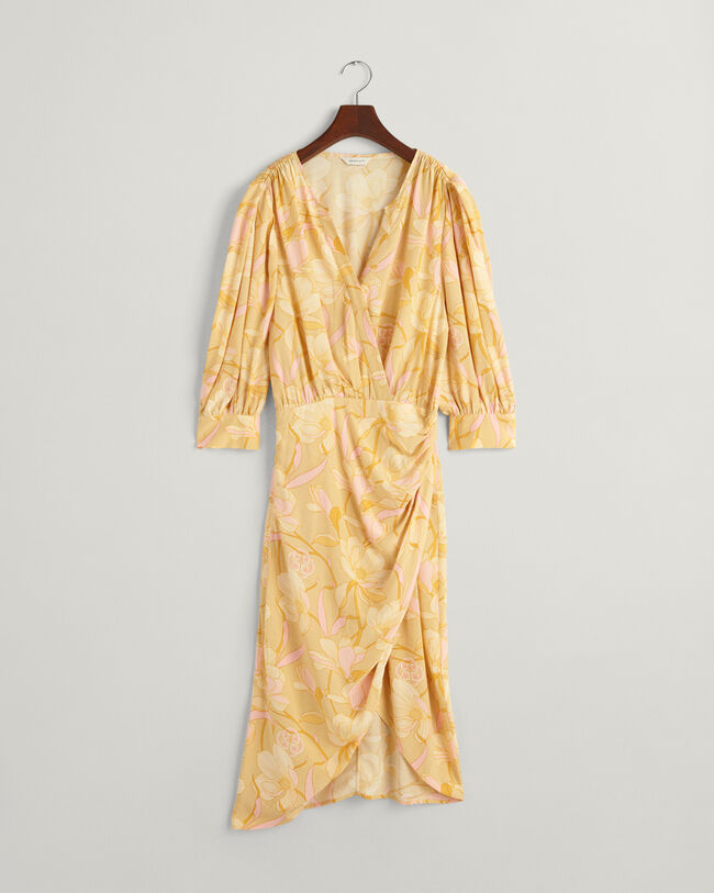 Regular fit omlottklänning med magnoliamönster