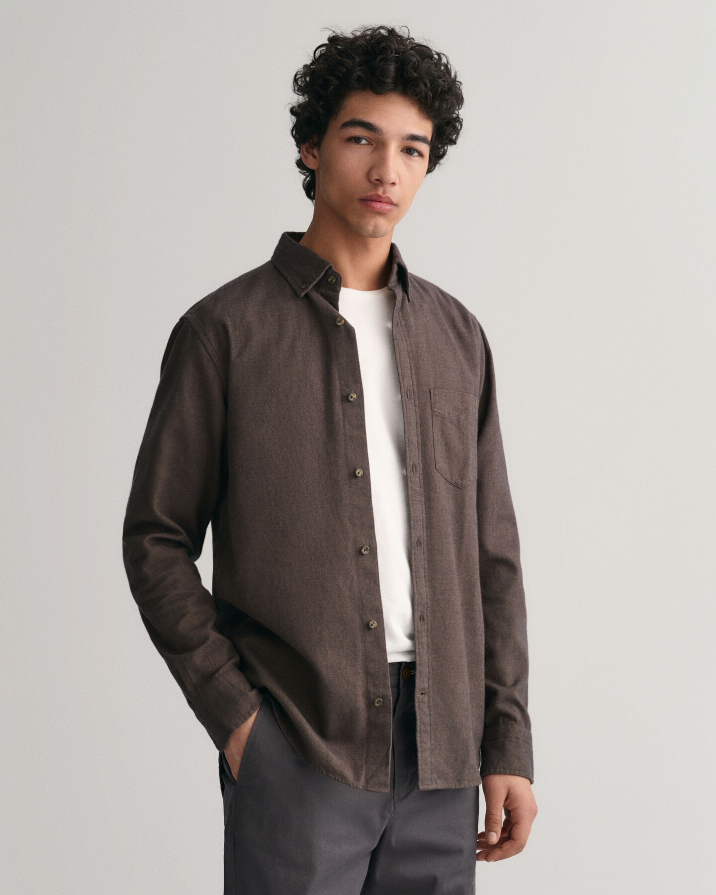 Regular fit fiskbensmönstrad flanellskjorta