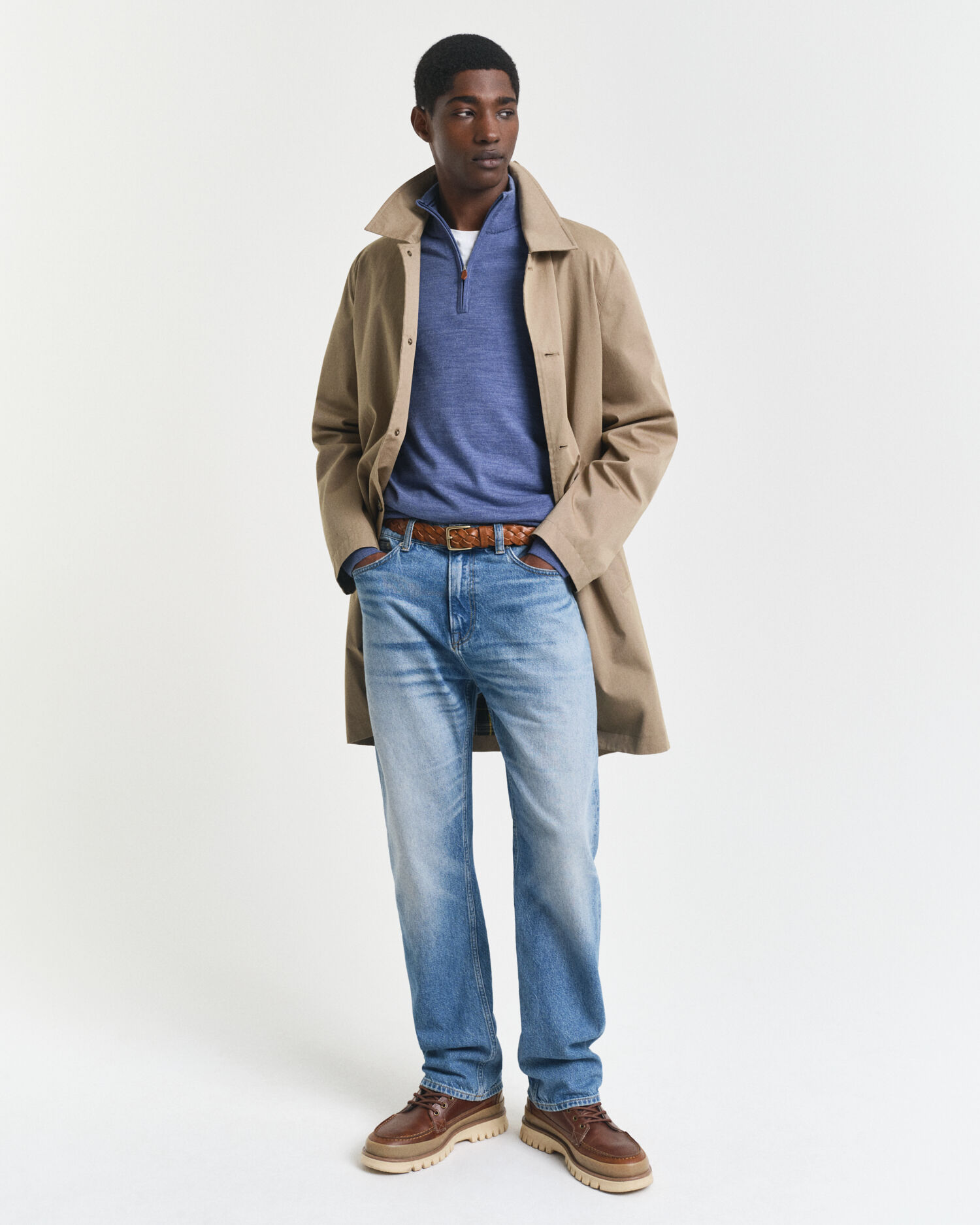 Tröja med half-zip i extra fin merinoull