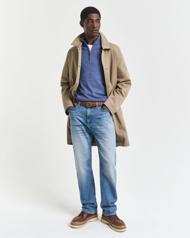 Tröja med half-zip i extra fin merinoull