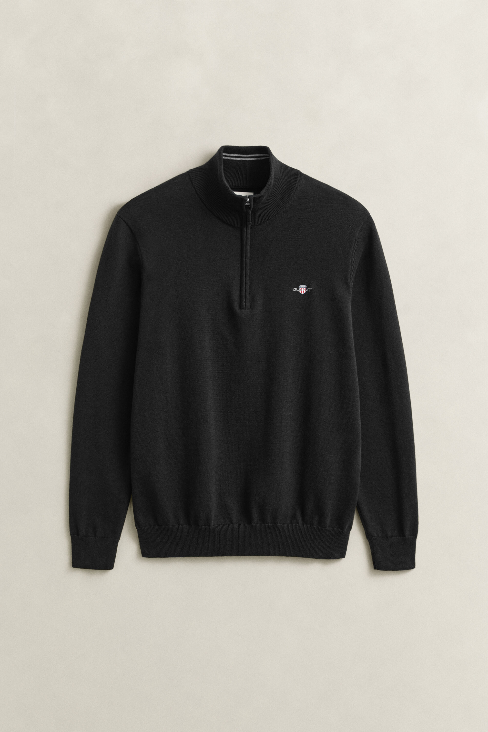 Klassisk bomullströja med dragkedja vid halsöppningen